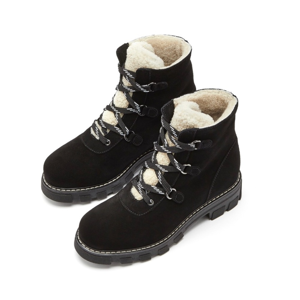 LA CANADIENNE ANNI BLACK SUEDE SHEARLING WINTER BOOT SNOW SKI TRIP
